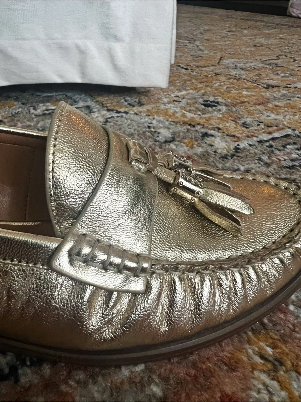 Vince Camuto Metallic Gold Tassel Loafers - Women's